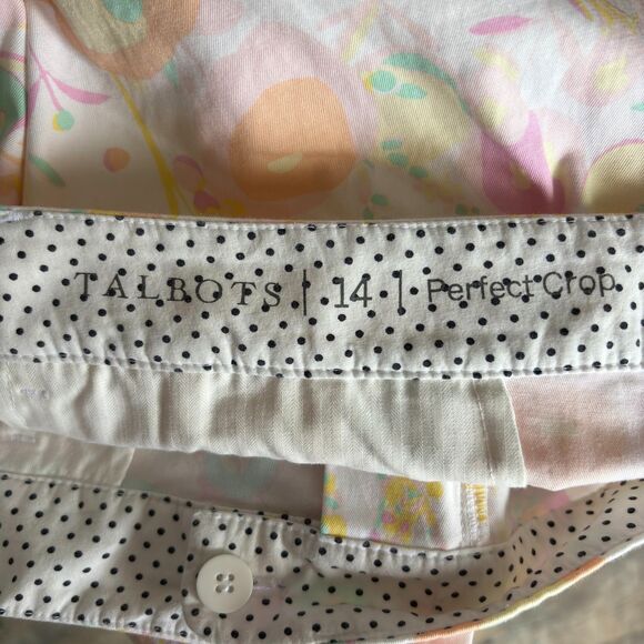 Talbot's Perfect Crop Cotton Spandex Pastel Floral Spring Crop Pants Ladies 14 - Picture 9 of 9